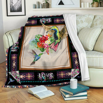 litzzy Hummingbird Fleece Blanket HST19101107 Fleece Blanket   