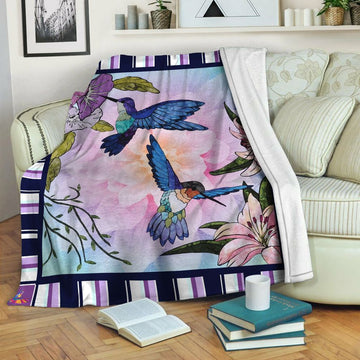 litzzy Hummingbird Fleece Blanket HST19101311 Fleece Blanket   