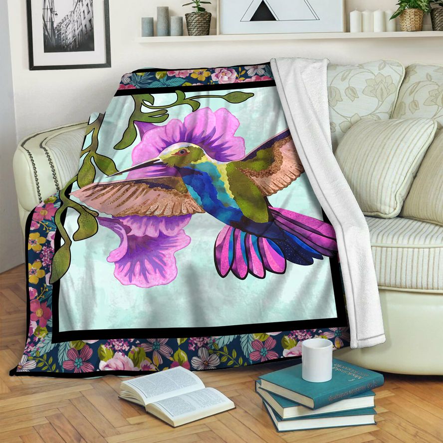 litzzy Hummingbird Fleece Blanket HST19101312 Fleece Blanket   