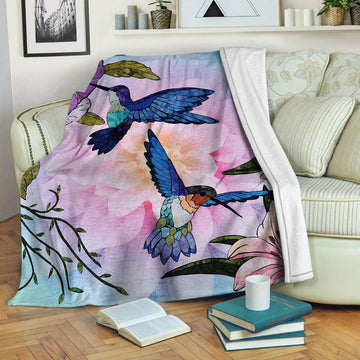 litzzy Hummingbird Fleece Blanket HST19101313 Fleece Blanket   