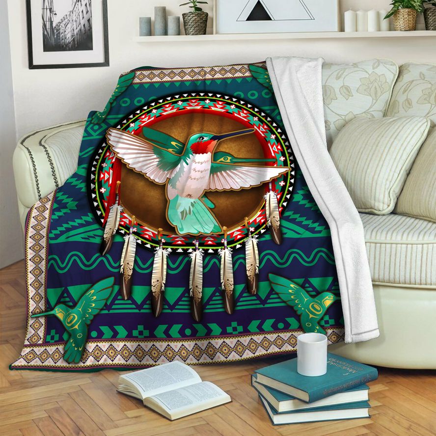 litzzy Hummingbird Fleece Blanket HST19101314 Fleece Blanket   