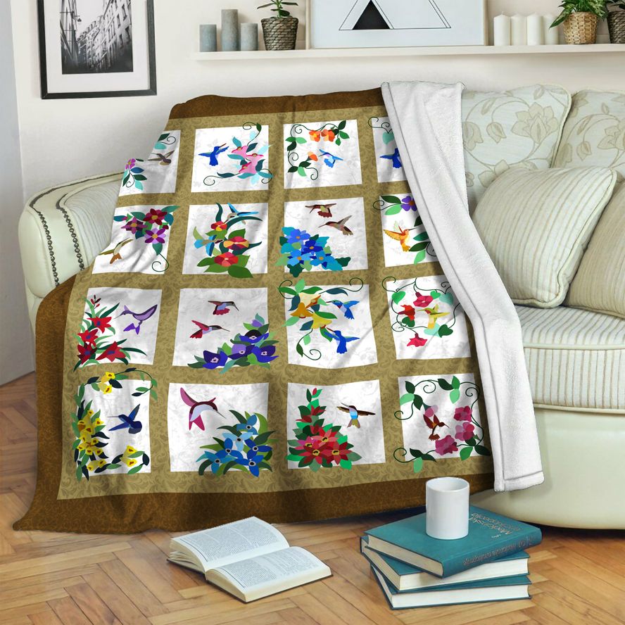 litzzy Hummingbird Fleece Blanket HST19101821 Fleece Blanket   