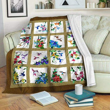litzzy Hummingbird Fleece Blanket HST19101821 Fleece Blanket   