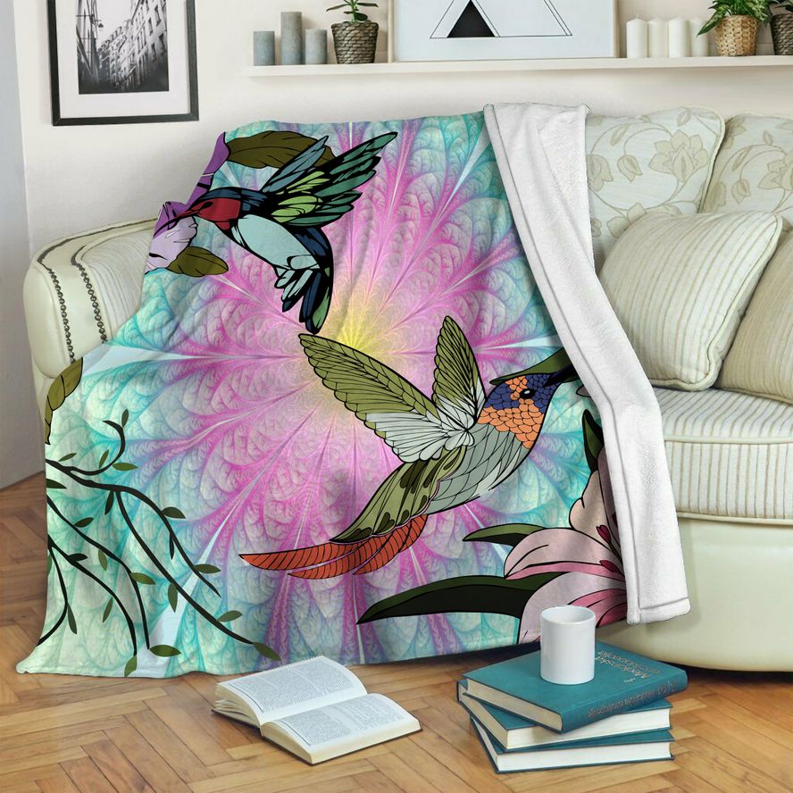litzzy Hummingbird Fleece Blanket HST19102946 Fleece Blanket   