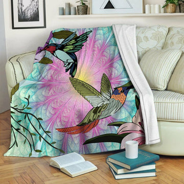 litzzy Hummingbird Fleece Blanket HST19102946 Fleece Blanket   