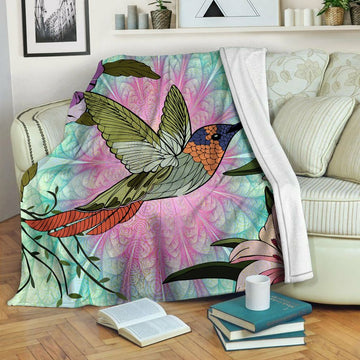 litzzy Hummingbird Fleece Blanket HST19102947 Fleece Blanket   