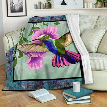 litzzy Hummingbird Fleece Blanket HST19102950 Fleece Blanket   
