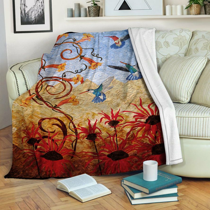 litzzy Hummingbird Fleece Blanket HST19102951 Fleece Blanket   