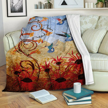 litzzy Hummingbird Fleece Blanket HST19102951 Fleece Blanket   