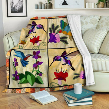 litzzy Hummingbird Fleece Blanket HST1910640 Fleece Blanket   