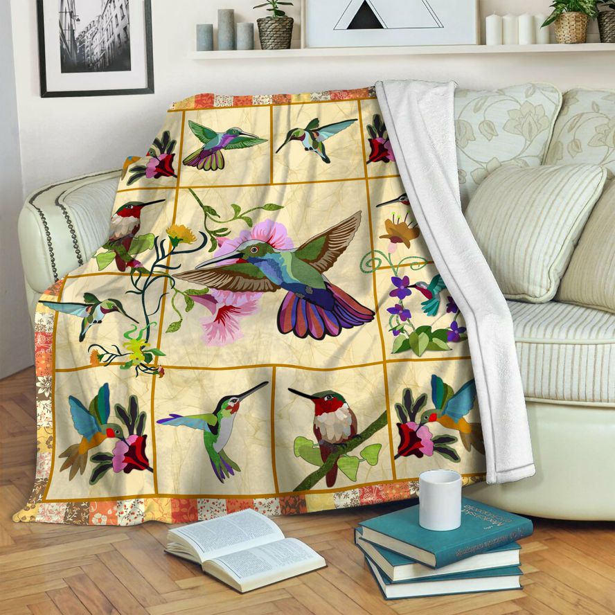 litzzy Hummingbird Fleece Blanket HST1910644 Fleece Blanket   