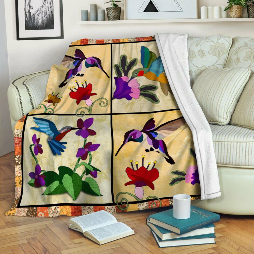 litzzy Hummingbird Fleece Blanket HST1910646 Fleece Blanket   