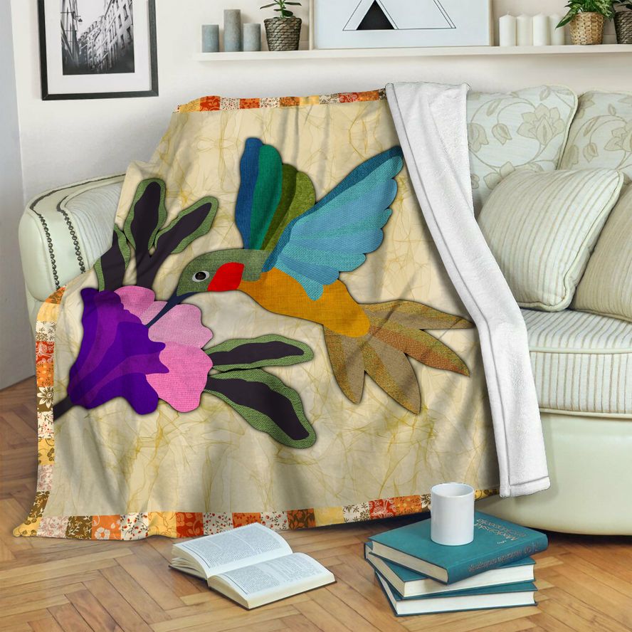 litzzy Hummingbird Fleece Blanket HST1910647 Fleece Blanket   