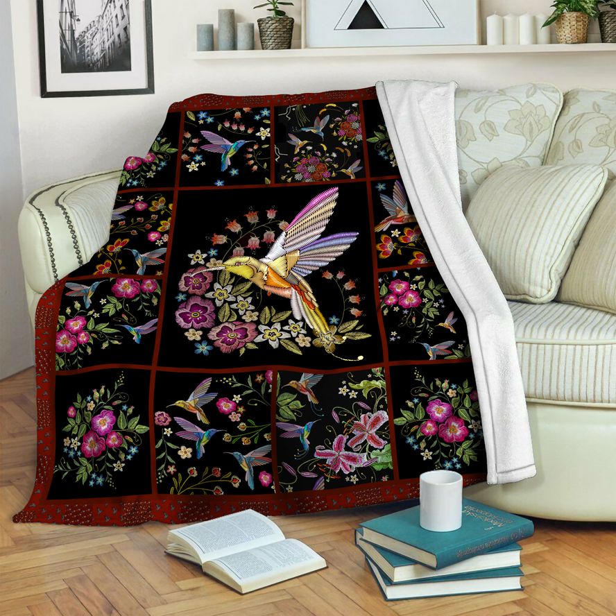 litzzy Hummingbird Fleece Blanket HST1910919 Fleece Blanket   