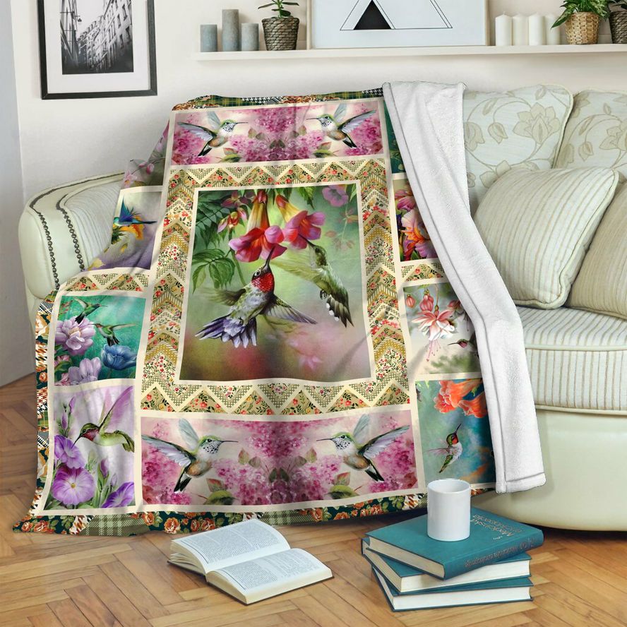 litzzy Hummingbird HQT1610333 Fleece Blanket Fleece Blanket   