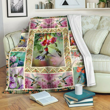 litzzy Hummingbird HQT1610333 Fleece Blanket Fleece Blanket   