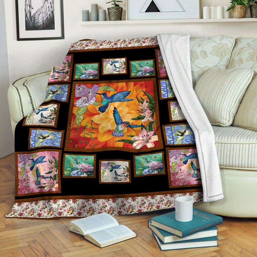 litzzy Hummingbird HQT1610355 Fleece Blanket Fleece Blanket   