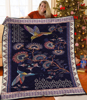 litzzy Hummingbird Fleece Blanket HST25103057 Quilt Blanket   