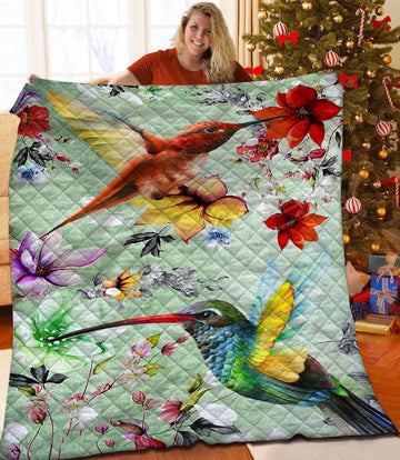 litzzy Hummingbird Fleece Blanket HST25103058 Quilt Blanket   