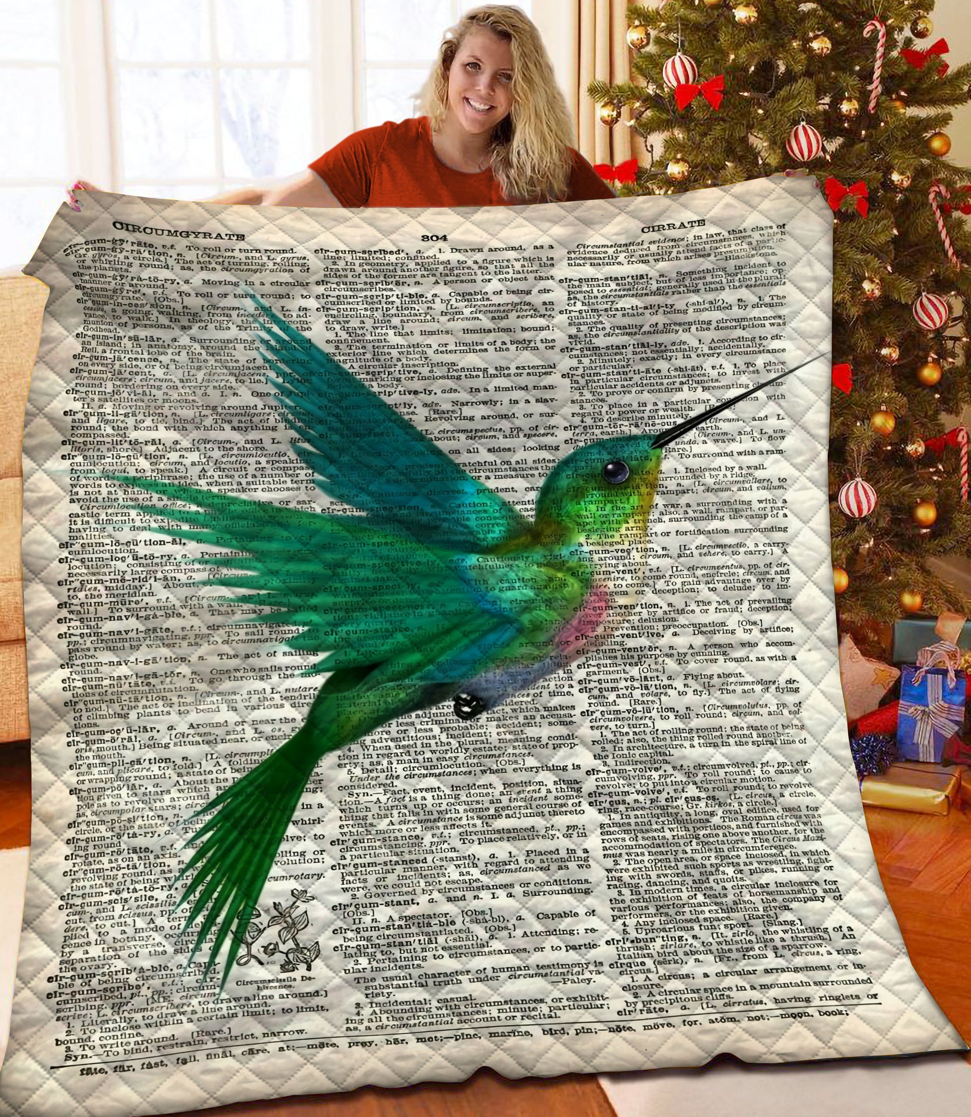 litzzy Hummingbird Fleece Blanket HST25103059 Quilt Blanket   