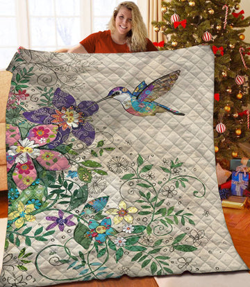 litzzy Hummingbird Fleece Blanket HST25103062 Quilt Blanket   