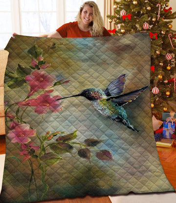litzzy Hummingbird Fleece Blanket HST25103063 Quilt Blanket   