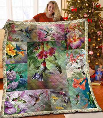 litzzy Hummingbird Fleece Blanket HST25103064 Quilt Blanket   