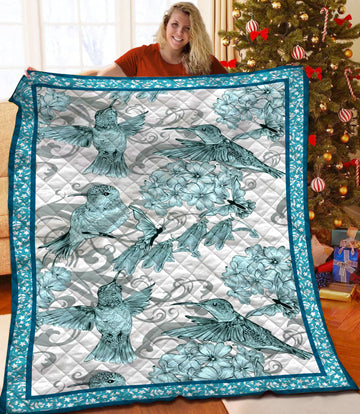 litzzy Hummingbird Fleece Blanket HST25103065 Quilt Blanket   