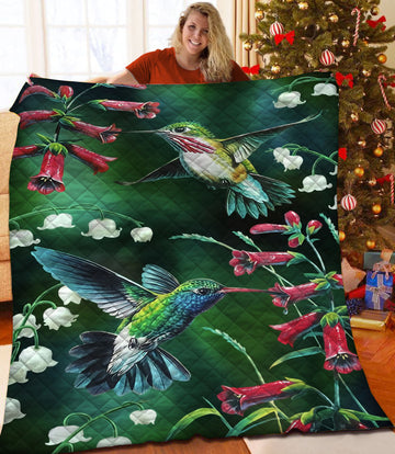 litzzy Hummingbird Fleece Blanket HST25103070 Quilt Blanket   