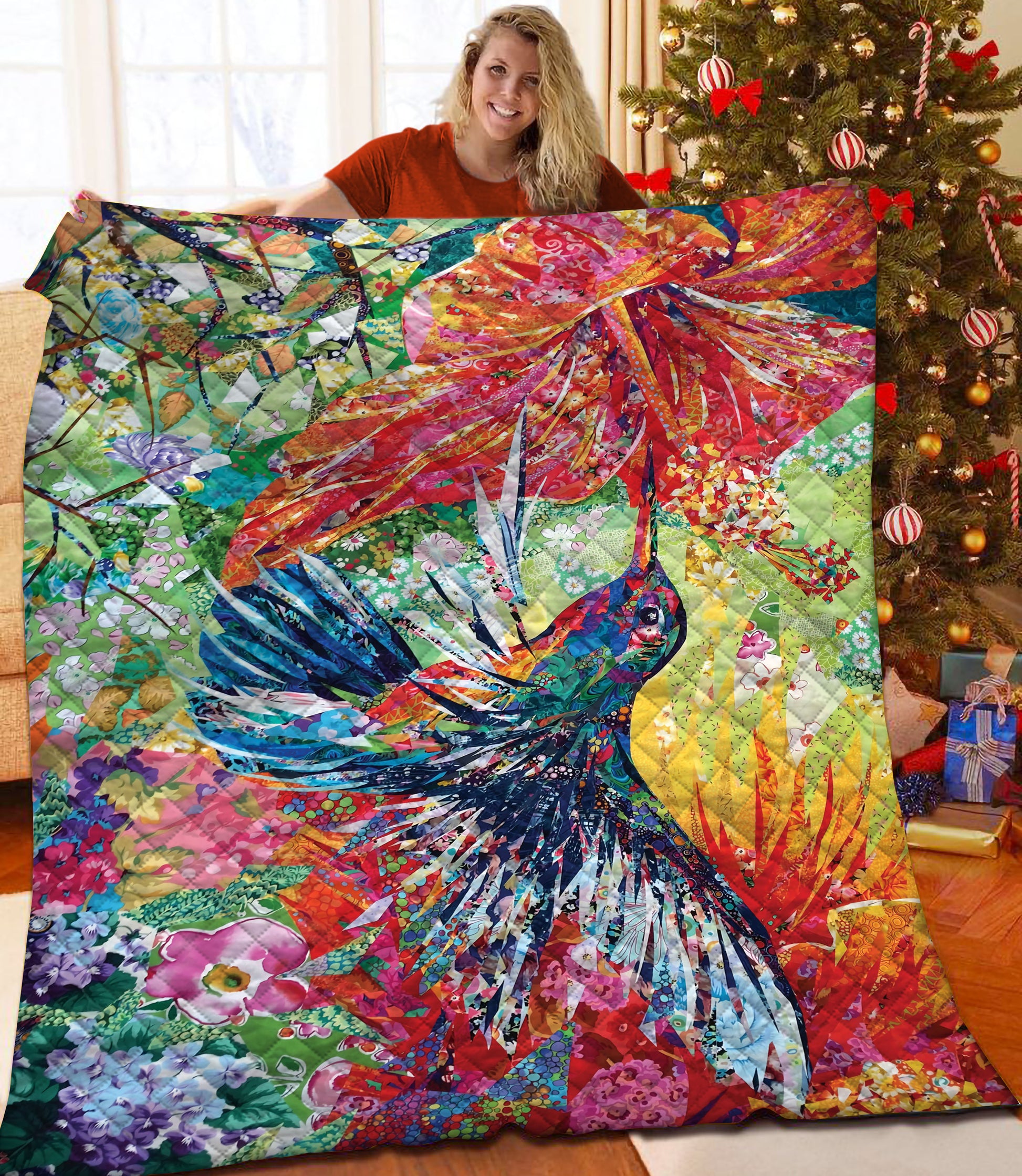 litzzy Hummingbird Fleece Blanket HST25103072 Quilt Blanket   
