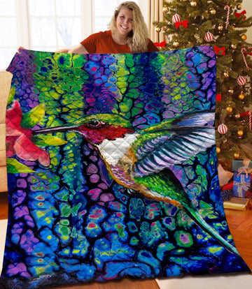 litzzy Hummingbird Fleece Blanket HST25103073 Quilt Blanket   