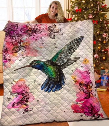 litzzy Hummingbird Fleece Blanket HST25105197 Quilt Blanket   