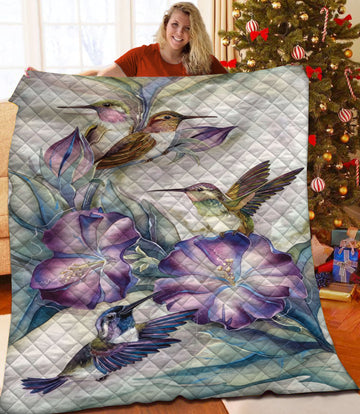 litzzy Hummingbird Fleece Blanket HST25105200 Quilt Blanket   