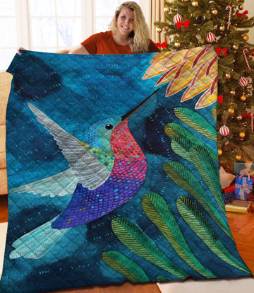 litzzy Hummingbird Fleece Blanket HST25105202 Quilt Blanket   