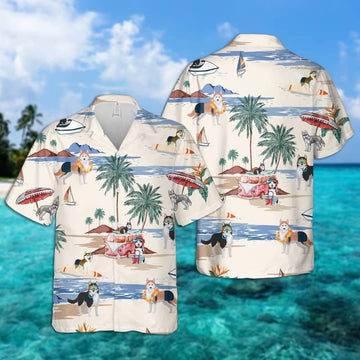 litzzy Husky Summer Beach Hawaiian Shirt, dog beach Short Sleeve Hawaiian Shirt - Aloha shirt Hawaiian Hawaii Shirt For Summer Hawaii Shirt   