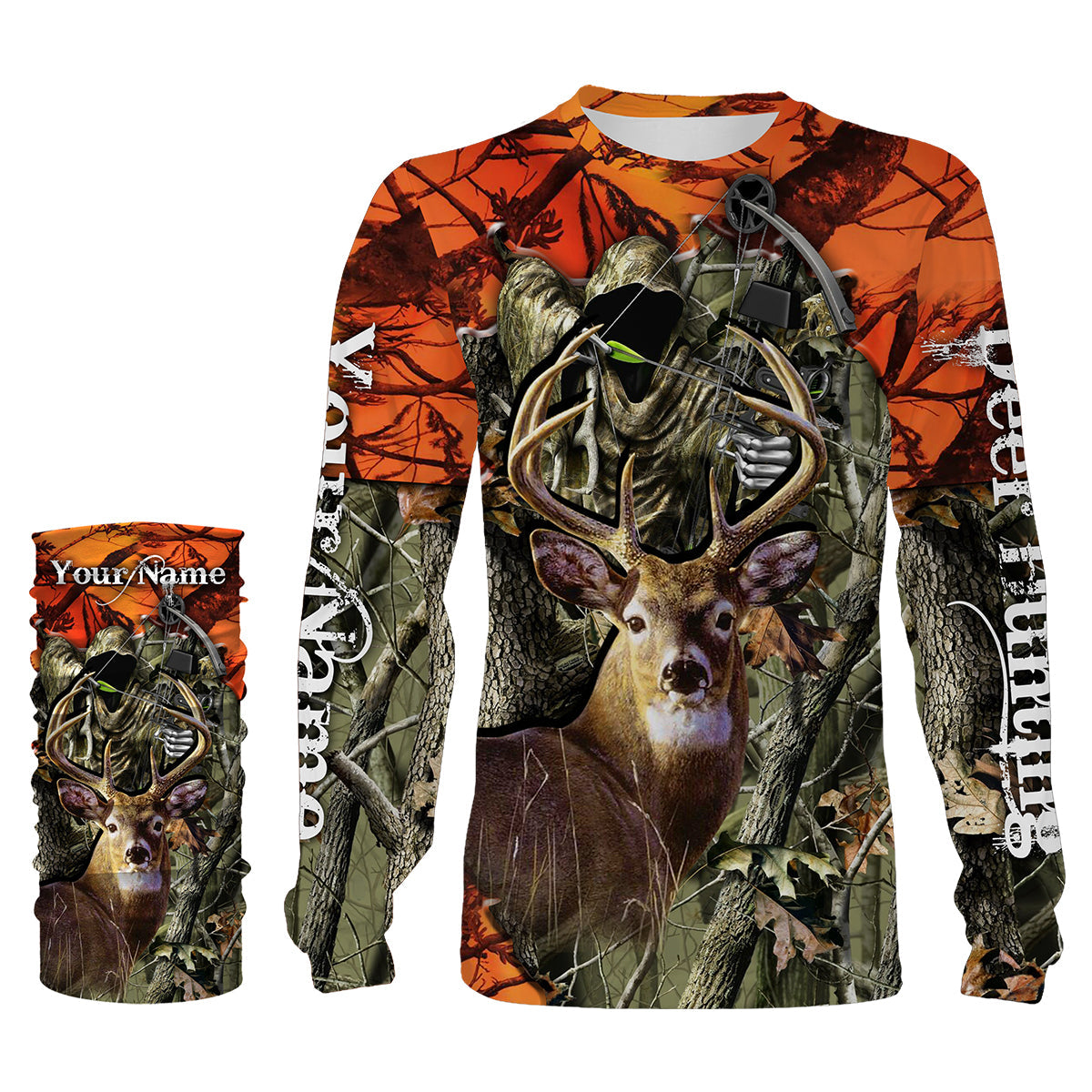 litzzy Deer Hunting big game camo Grim Reaper Custom Name 3D All over print shirts NQS742 - hunting sweatshirt Sweater   
