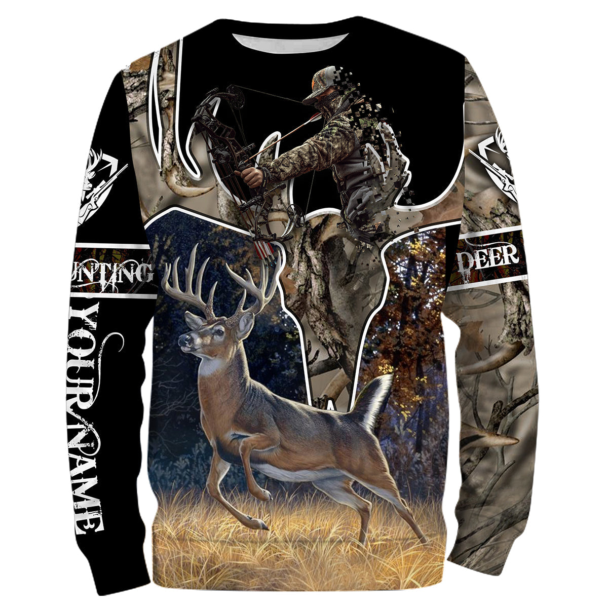 litzzy Deer hunting Camo Custom name All over print shirts - personalized hunting gift for men, women and kid - FSD17 - hunting sweatshirt Sweater Sweatshirt S 
