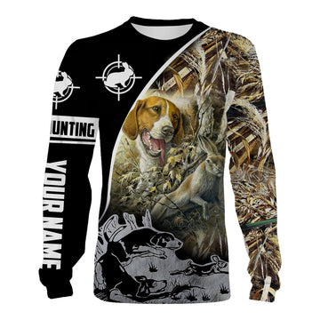 litzzy Rabbit hunting with Beagle custom name 3D All over print Shirts, face shield - Personalized hunting gifts - FSD370 - hunting sweatshirt Sweater   