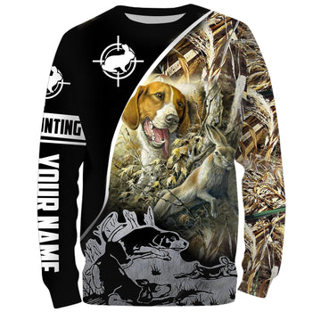 litzzy Rabbit hunting with Beagle custom name 3D All over print Shirts, face shield - Personalized hunting gifts - FSD370 - hunting sweatshirt Sweater Sweatshirt S 
