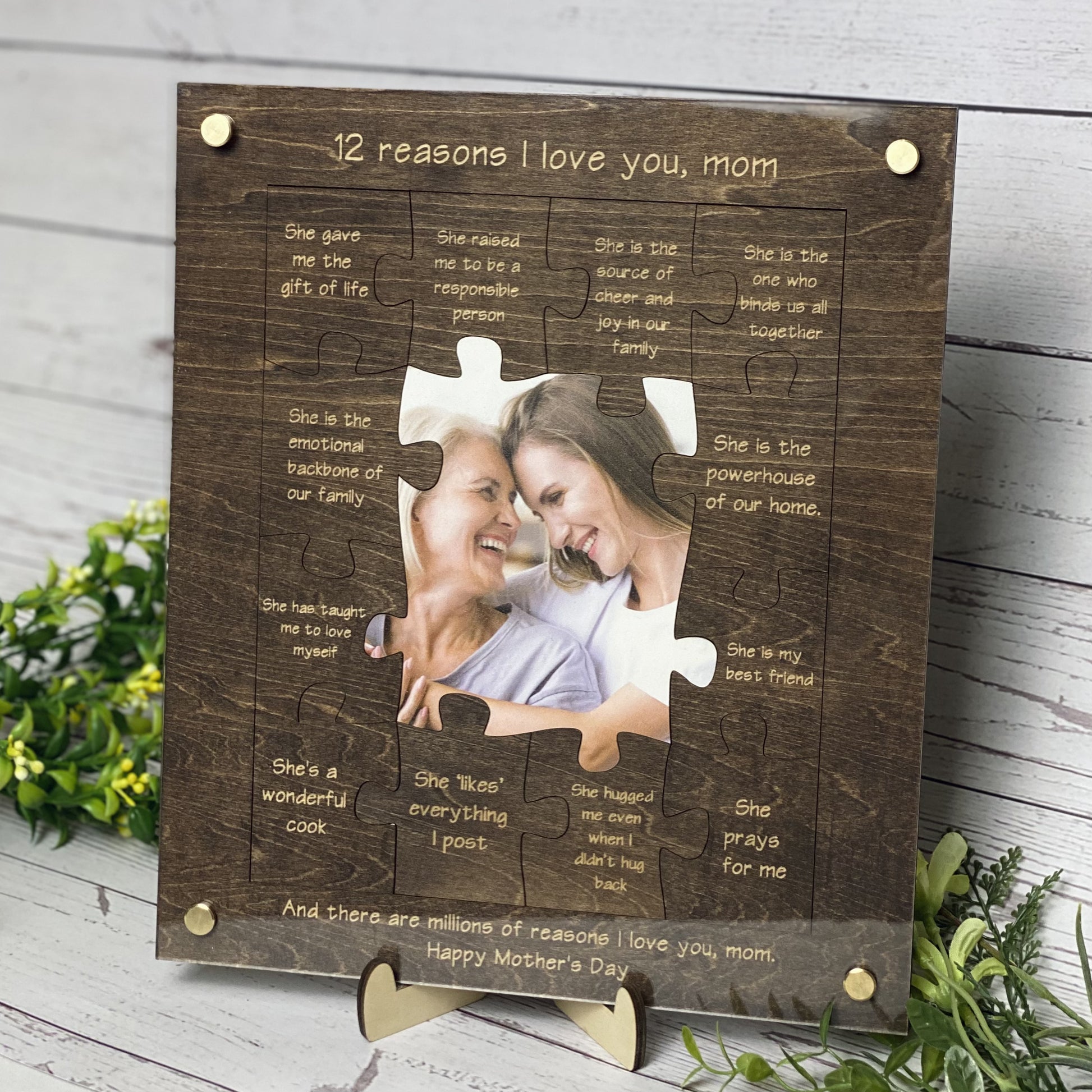 litzzy Personalized Love Puzzle Frame - Mom 12 Reasons Why I Love You - Meaningful Gift On Mother's Day Puzzle Frame   