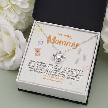 litzzy Litzzy Necklace To My Mom, Thank you for taking so much care and building me the coziest home insde your belly Mothers day Jewelry, Gifts set Jewelry Standard Box White Gold 