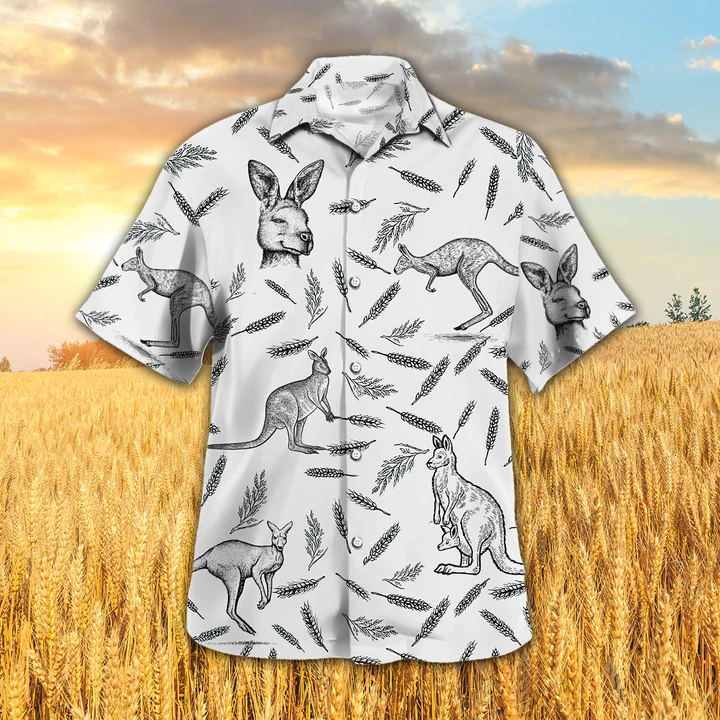 litzzy Kangaroo Pattern - Hawaiian Shirt, Kangaroo Aloha Shirts, Gift for Kangaroo lovers - Aloha shirt Hawaiian Hawaii Shirt For Summer Hawaii Shirt   