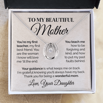 litzzy To My Beautiful Mother - You're My First Teacher - Lucky In Love Necklace Jewelry   