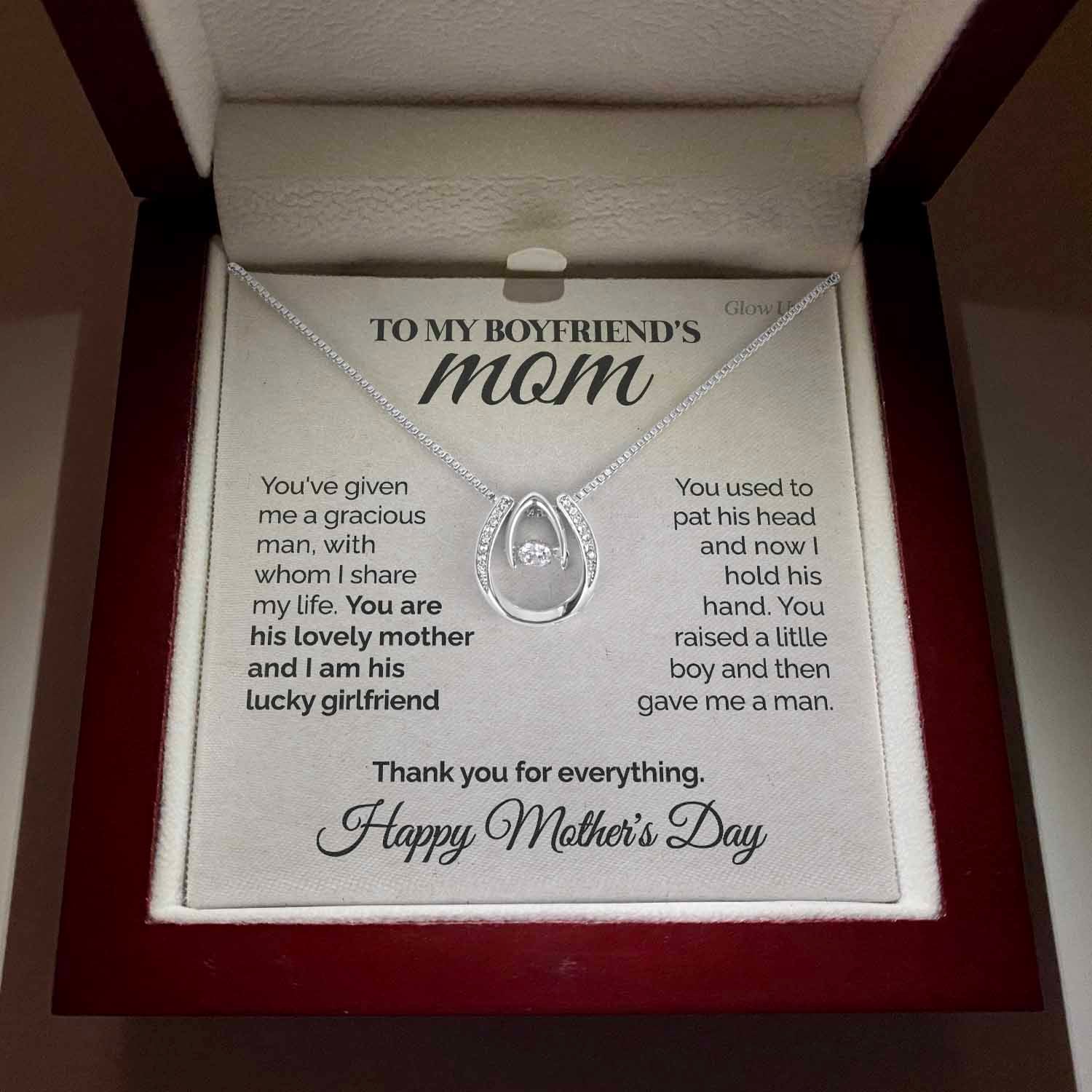 litzzy To my Boyfriend's Mom - Thank you - Lucky in Love Jewelry Style Luxury Box  