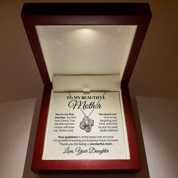 litzzy To My Beautiful Mother - You're My First Teacher - Love Knot Necklace Jewelry   