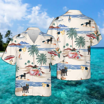 litzzy Labrador Retriever Summer Beach Hawaiian Shirt, dog beach Short Sleeve Hawaiian Shirt - Aloha shirt Hawaiian Hawaii Shirt For Summer Hawaii Shirt   
