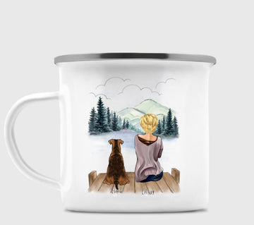 litzzy Girl and Dogs - Life Is Better With Dogs -Personalized Enamel Campfire Mug Mug   