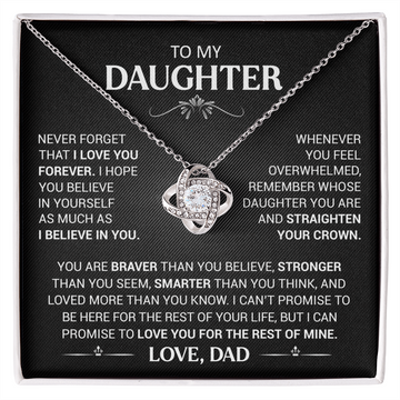 litzzy To My Beautiful Daughter - This Old Lion Will Always Have Your Back - Love Knot Necklace jewelry 14K White Gold Finish Standard Box 