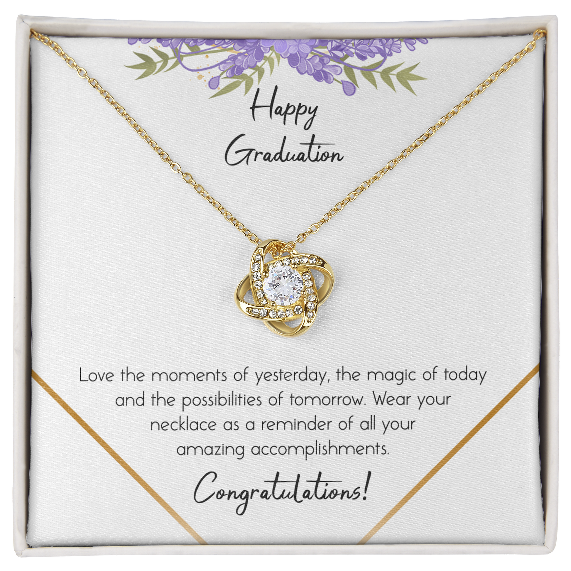 litzzy Happy Graduation Love Knot Necklace - Gifts For Wife Necklace Valentines Day Custom Made Romantic Gift For My Best Wife Ever  18K Yellow Gold Finish Two Toned Box 