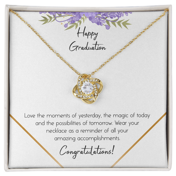 litzzy Happy Graduation Love Knot Necklace - Gifts For Wife Necklace Valentines Day Custom Made Romantic Gift For My Best Wife Ever  18K Yellow Gold Finish Two Toned Box 